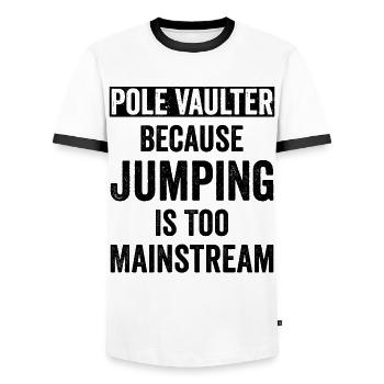 Pole vault - Men's Ringer Shirt - white/black - Front - AI Model Female 172 light (172cm) & AI Model Male 178 dark (178cm)