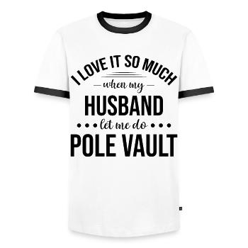 Lustige Stabhochsprung Stabhochsprung Ehefrau - Männer Kontrast-T-Shirt - Weiß/Schwarz - Vorne - AI Model Female 172 light (172cm) & AI Model Male 178 dark (178cm)