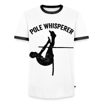 Lustiger Stabhochsprung Stabhochsprung - Männer Kontrast-T-Shirt - Weiß/Schwarz - Vorne - AI Model Female 172 light (172cm) & AI Model Male 178 dark (178cm)