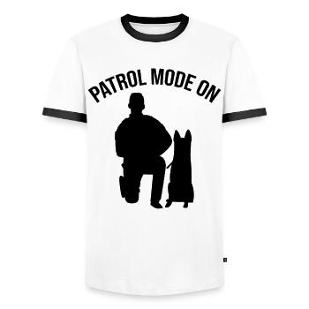 Policier Chien policier - T-shirt contrasté Homme - blanc/noir - Devant - AI Model Female 172 light (172cm) & AI Model Male 178 dark (178cm)