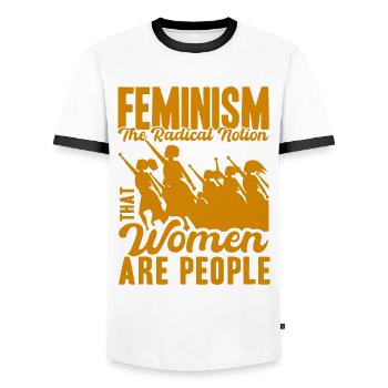 Empowerment of gender equality F - Men's Ringer Shirt - white/black - Front - AI Model Female 172 light (172cm) & AI Model Male 178 dark (178cm)