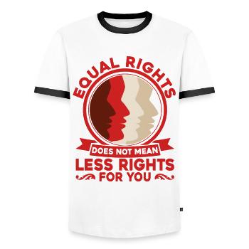 Feminism Feminist Equality of the Ges - Men's Ringer Shirt - white/black - Front - AI Model Female 172 light (172cm) & AI Model Male 178 dark (178cm)
