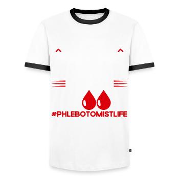 Phlebotomist Blood Sampling Phlebotomy Laboratory Geschen - Men's Ringer Shirt - white/black - Front - AI Model Female 172 light (172cm) & AI Model Male 178 dark (178cm)
