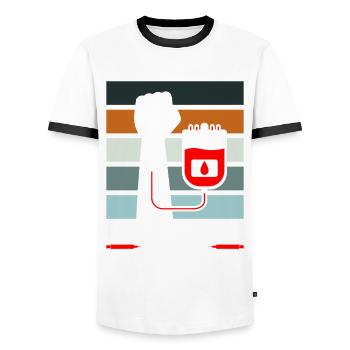 Phlebotomy Blood Sample Phlebotomist Tech Gift - Men's Ringer Shirt - white/black - Front - AI Model Female 172 light (172cm) & AI Model Male 178 dark (178cm)