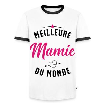 Meilleure Mamie Du Monde Humour Cadeau - T-shirt contrasté Homme - blanc/noir - Devant - AI Model Female 172 light (172cm) & AI Model Male 178 dark (178cm)