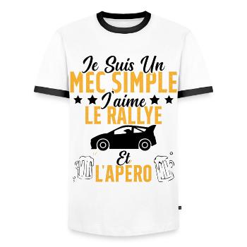 Mec Simple Rallye Apero Humour Rallye Automobile - T-shirt contrasté Homme - blanc/noir - Devant - AI Model Female 172 light (172cm) & AI Model Male 178 dark (178cm)