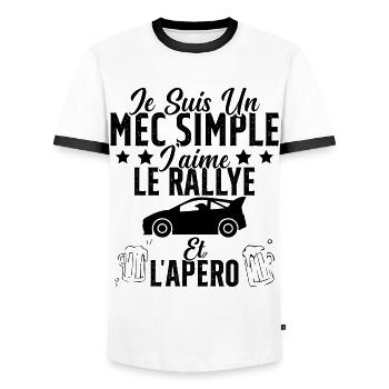 Mec Simple Rallye Apero Humour Rallye Automobile - T-shirt contrasté Homme - blanc/noir - Devant - AI Model Female 172 light (172cm) & AI Model Male 178 dark (178cm)
