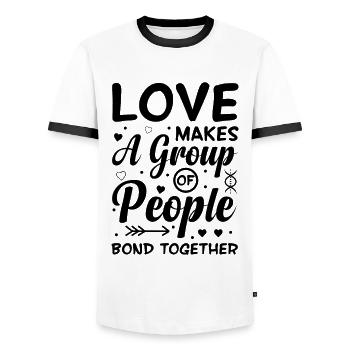 L’amour soude un groupe de personnes - T-shirt contrasté Homme - blanc/noir - Devant - AI Model Female 172 light (172cm) & AI Model Male 178 dark (178cm)