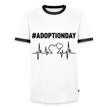 Adoption Day Heartbeat Hearts Together Staying - Men's Ringer Shirt - white/black - Front - AI Model Female 172 light (172cm) & AI Model Male 178 dark (178cm)