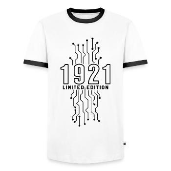 Birthday 1921 Gaming Limited Edition Gamer - Men's Ringer Shirt - white/black - Front - AI Model Female 172 light (172cm) & AI Model Male 178 dark (178cm)