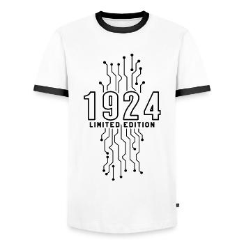 Birthday 1924 Gaming Limited Edition Gamer - Men's Ringer Shirt - white/black - Front - AI Model Female 172 light (172cm) & AI Model Male 178 dark (178cm)