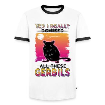 Oui, j’ai vraiment besoin de toutes ces gerbilles de Gerbille - T-shirt contrasté Homme - blanc/noir - Devant - AI Model Female 172 light (172cm) & AI Model Male 178 dark (178cm)