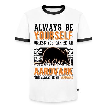 Soyez toujours vous-même Aardvark Erdferkel - T-shirt contrasté Homme - blanc/noir - Devant - AI Model Female 172 light (172cm) & AI Model Male 178 dark (178cm)