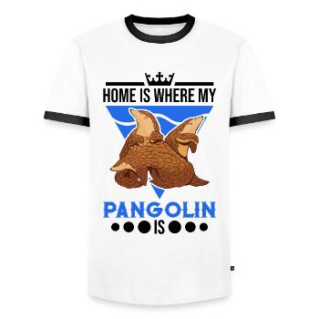 Zuhause ist wo mein Pangolin ist - Männer Kontrast-T-Shirt - Weiß/Schwarz - Vorne - AI Model Female 172 light (172cm) & AI Model Male 178 dark (178cm)