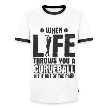 Baseball - Männer Kontrast-T-Shirt - Weiß/Schwarz - Vorne - AI Model Female 172 light (172cm) & AI Model Male 178 dark (178cm)