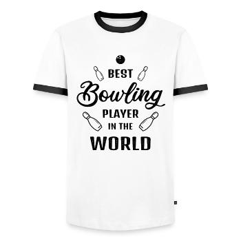 Best Bowler in the World Bowling Saying Gift - Men's Ringer Shirt - white/black - Front - AI Model Female 172 light (172cm) & AI Model Male 178 dark (178cm)