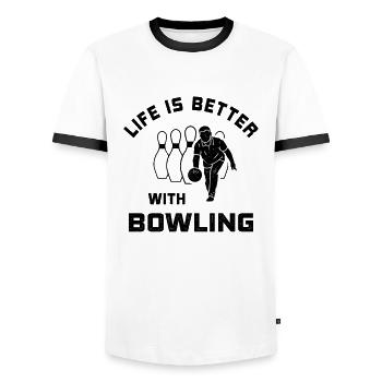 Das Leben ist besser mit Bowling Spruch Geschenk - Männer Kontrast-T-Shirt - Weiß/Schwarz - Vorne - AI Model Female 172 light (172cm) & AI Model Male 178 dark (178cm)