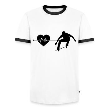 Skater Skate Heartbeat - T-shirt contrasté Homme - blanc/noir - Devant - AI Model Female 172 light (172cm) & AI Model Male 178 dark (178cm)