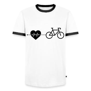Battement de cœur de vélo - T-shirt contrasté Homme - blanc/noir - Devant - AI Model Female 172 light (172cm) & AI Model Male 178 dark (178cm)