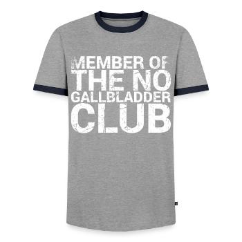 Mitglied Des No Gallbladder Club Surgery Recovery - Männer Kontrast-T-Shirt - Grau/Navy  - Vorne - AI Model Female 172 light (172cm) & AI Model Male 178 light (178cm)