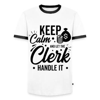Keep Calm And Let The Bank Clerk Handle It Banker - Männer Kontrast-T-Shirt - Weiß/Schwarz - Vorne - AI Model Female 172 light (172cm) & AI Model Male 178 dark (178cm)