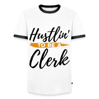 Hustlin To Be A Clerk Bank Clerk Banker Finance Ca - Männer Kontrast-T-Shirt - Weiß/Schwarz - Vorne - AI Model Female 172 light (172cm) & AI Model Male 178 dark (178cm)