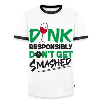 Pickleball Pun Wine Dink - T-shirt contrasté Homme - blanc/noir - Devant - AI Model Female 172 light (172cm) & AI Model Male 178 dark (178cm)