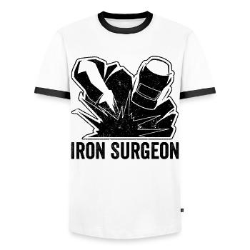 Iron Surgeon Schweißer Schweißen - Männer Kontrast-T-Shirt - Weiß/Schwarz - Vorne - AI Model Female 172 light (172cm) & AI Model Male 178 dark (178cm)