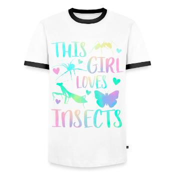 Cette fille aime les insectes - T-shirt contrasté Homme - blanc/noir - Devant - AI Model Female 172 light (172cm) & AI Model Male 178 dark (178cm)