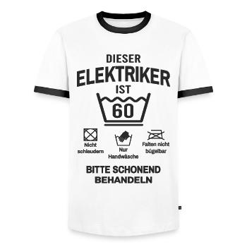 60. Geburtstag Elektriker Lustig 60 Jahre - Männer Kontrast-T-Shirt - Weiß/Schwarz - Vorne - AI Model Female 172 light (172cm) & AI Model Male 178 dark (178cm)