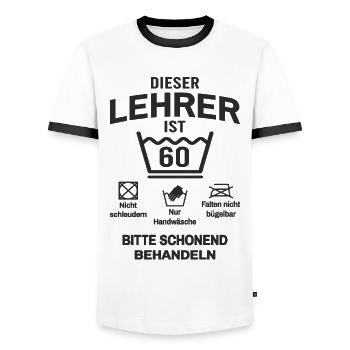 60. Geburtstag Lehrer Lustig 60 Jahre - Männer Kontrast-T-Shirt - Weiß/Schwarz - Vorne - AI Model Female 172 light (172cm) & AI Model Male 178 dark (178cm)