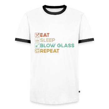 Eat Sleep Blow Glass Blowing Glasbearbeitungsglas - Männer Kontrast-T-Shirt - Weiß/Schwarz - Vorne - AI Model Female 172 light (172cm) & AI Model Male 178 dark (178cm)