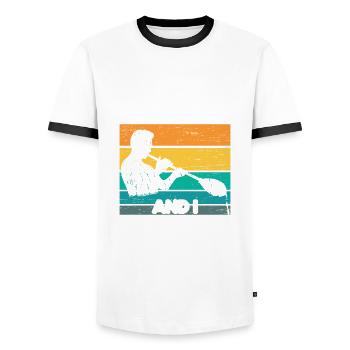 Je suis sexy et je souffle du verre soufflé - T-shirt contrasté Homme - blanc/noir - Devant - AI Model Female 172 light (172cm) & AI Model Male 178 dark (178cm)
