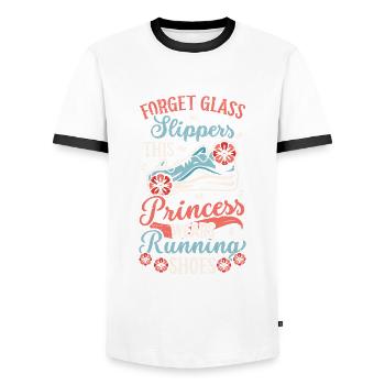 Vergessen Sie Glaspantoffeln Läufer Running Girl - Männer Kontrast-T-Shirt - Weiß/Schwarz - Vorne - AI Model Female 172 light (172cm) & AI Model Male 178 dark (178cm)