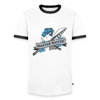 Master Baiter Rod Fisherman Fishing Fishing - Men's Ringer Shirt - white/black - Front - AI Model Female 172 light (172cm) & AI Model Male 178 dark (178cm)