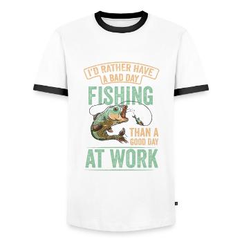 Je préférerais pêcheur de canne à pêche pêcheur de poisson - T-shirt contrasté Homme - blanc/noir - Devant - AI Model Female 172 light (172cm) & AI Model Male 178 dark (178cm)