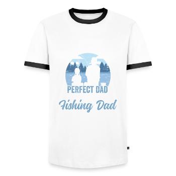 Rod Fisher Fish Funny Fisher Fishing Daddy - Men's Ringer Shirt - white/black - Front - AI Model Female 172 light (172cm) & AI Model Male 178 dark (178cm)