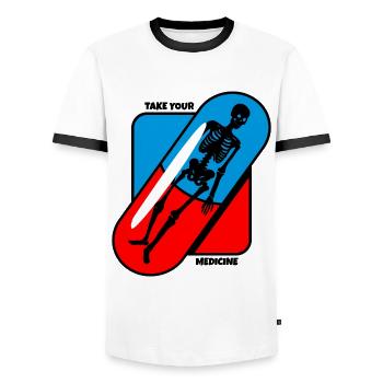 Nimm - Deine - Medizin - Gesundheit - Männer Kontrast-T-Shirt - Weiß/Schwarz - Vorne - AI Model Female 172 light (172cm) & AI Model Male 178 dark (178cm)