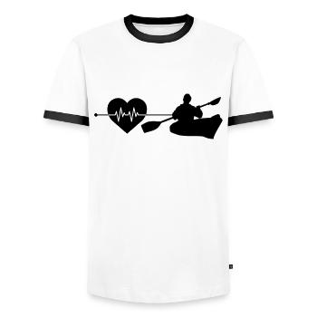 Canoe Kayak Heartbeat - Men's Ringer Shirt - white/black - Front - AI Model Female 172 light (172cm) & AI Model Male 178 dark (178cm)