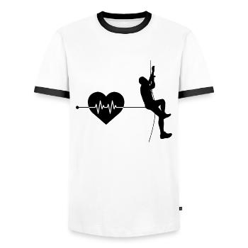 Escalade du rythme cardiaque - T-shirt contrasté Homme - blanc/noir - Devant - AI Model Female 172 light (172cm) & AI Model Male 178 dark (178cm)