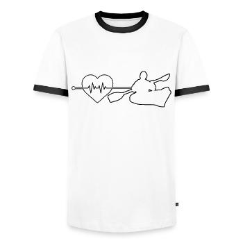Canoe Kayak Heartbeat - Men's Ringer Shirt - white/black - Front - AI Model Female 172 light (172cm) & AI Model Male 178 dark (178cm)