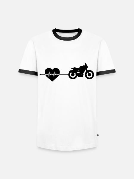 Motorcycle Heartbeat - Men's Ringer Shirt - white/black