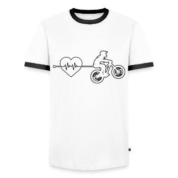 Battements de cœur VTT - T-shirt contrasté Homme - blanc/noir - Devant - AI Model Female 172 light (172cm) & AI Model Male 178 dark (178cm)