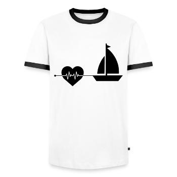 Sailing heartbeat - Men's Ringer Shirt - white/black - Front - AI Model Female 172 light (172cm) & AI Model Male 178 dark (178cm)