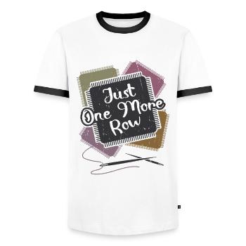 Only a row of crochet - Men's Ringer Shirt - white/black - Front - AI Model Female 172 light (172cm) & AI Model Male 178 dark (178cm)