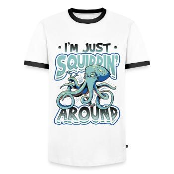 I'm just an octopus - Men's Ringer Shirt - white/black - Front - AI Model Female 172 light (172cm) & AI Model Male 178 dark (178cm)