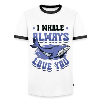 Ich Wal Liebe Dich Immer Blauwal - Männer Kontrast-T-Shirt - Weiß/Schwarz - Vorne - AI Model Female 172 light (172cm) & AI Model Male 178 dark (178cm)