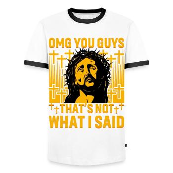 OMG vous les gars ce n’est pas ce que j’ai dit - T-shirt contrasté Homme - blanc/noir - Devant - AI Model Female 172 light (172cm) & AI Model Male 178 dark (178cm)