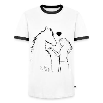 Life is better with horses heart loves the - Men's Ringer Shirt - white/black - Front - AI Model Female 172 light (172cm) & AI Model Male 178 dark (178cm)