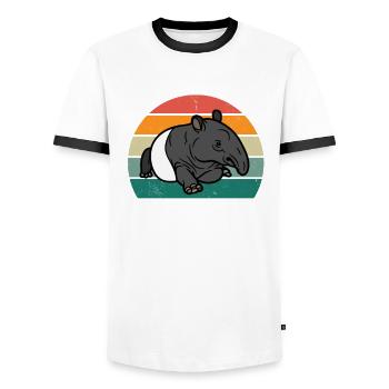 tapire tapirre elefanten elefant rüssel tapir - Männer Kontrast-T-Shirt - Weiß/Schwarz - Vorne - AI Model Female 172 light (172cm) & AI Model Male 178 dark (178cm)